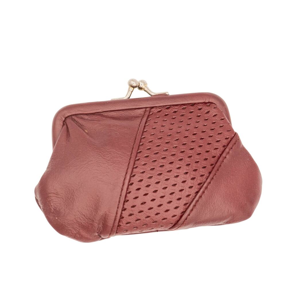 Vintage Genuine Leather Maroon RGA Roger Gimbel Small Change Coin Purse
